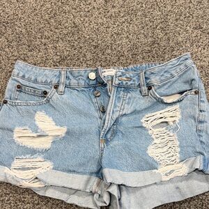 Garage Light Blue Distressed Denim Jean Shorts